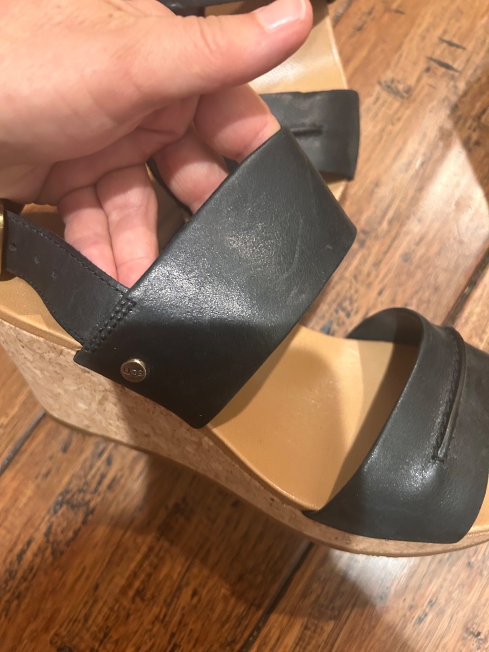 UGG Elena II Black Platform Wedge Sandal size 7.5 - Picture 3 of 8